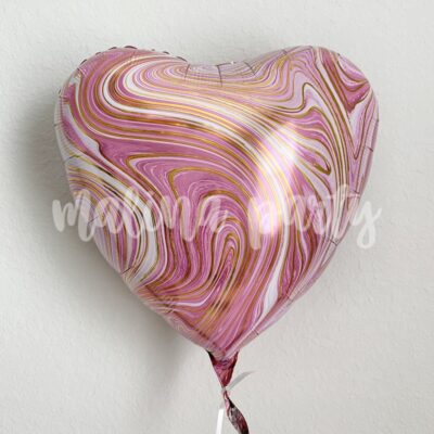 Воздушный шар сердце Мрамор розовый