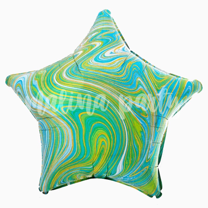 Воздушный шар звезда Мрамор зеленый