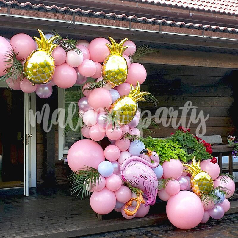 Букет воздушных шаров с гелием Фламинго спящий и звезды