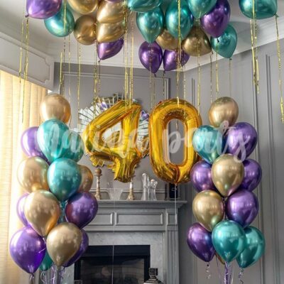 Набор воздушных шаров на 40 лет шары хром