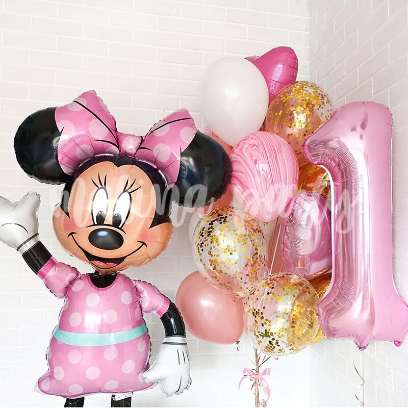 Набор гелиевых воздушных шаров с цифрой на на день рождения Розовый и золото