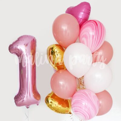 Набор воздушных шаров на 1 год Розовый и золото