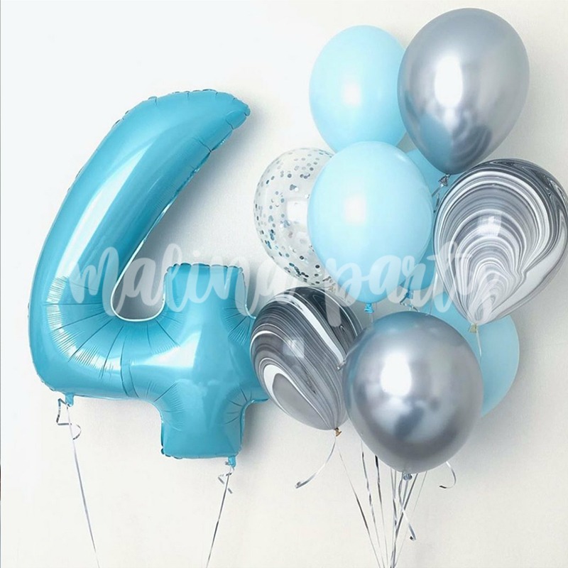 Набор воздушных шаров цифра 4 и агаты на день рождения