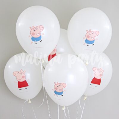 Воздушные шары белые Свинка Пеппа 10 шт