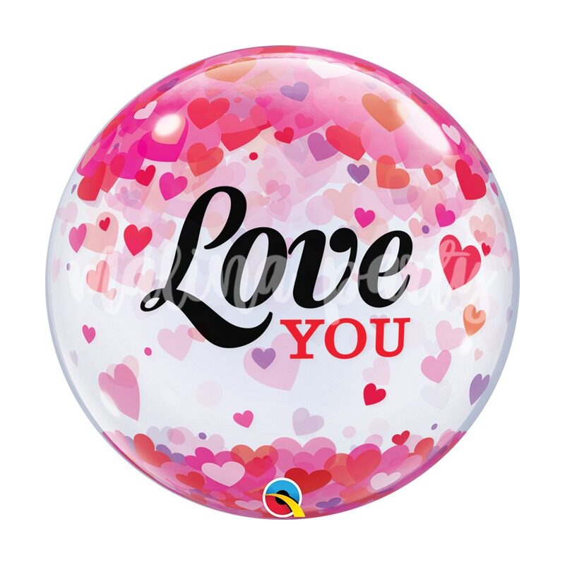 Воздушный шар сердце Розы Love you