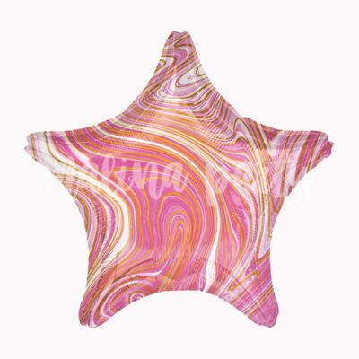 Воздушный шар звезда Мрамор розовый