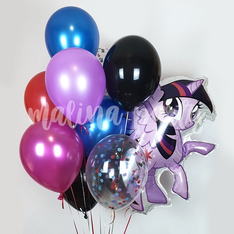 Букет воздушных шаров с гелием пони Искорка