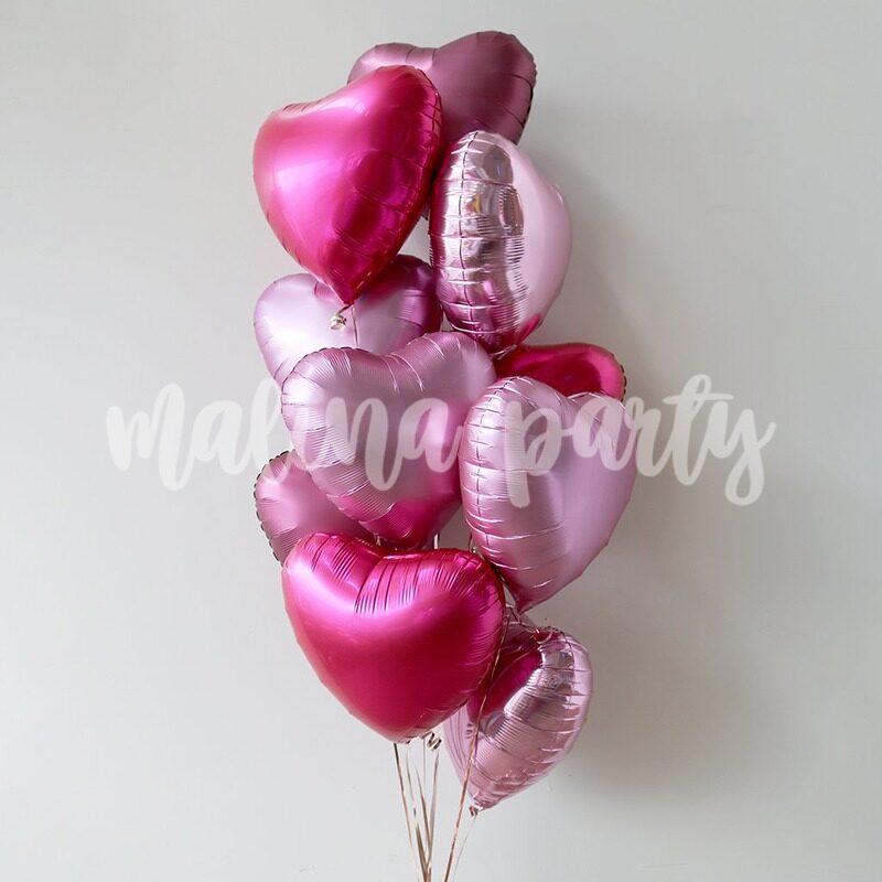 Букет воздушных шаров с гелием Губы и сердце конфетти