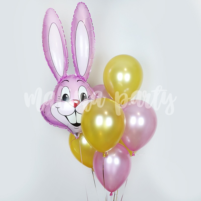 Букет воздушных шаров с гелием Розовый кролик