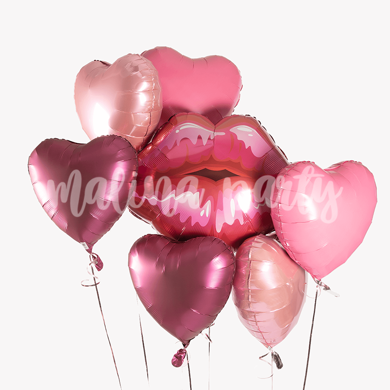 Букет воздушных шаров с гелием Розовые сердца