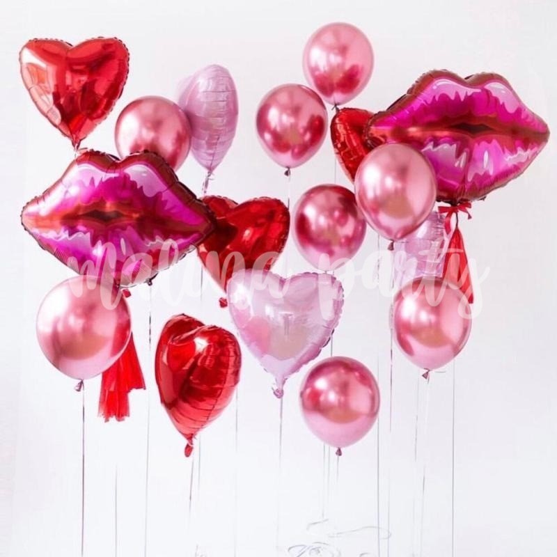 Набор воздушных шаров Губы и розовый хром