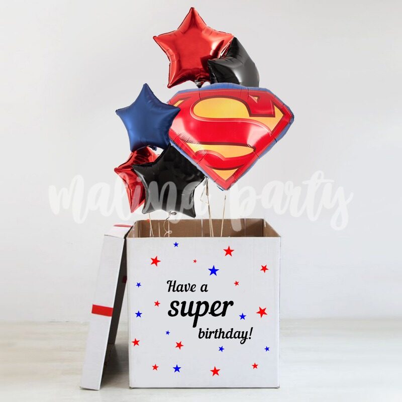 Коробка с воздушными шарами Супермен