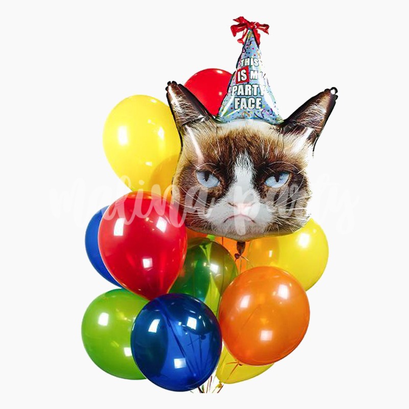 Букет воздушных шаров с гелием Угрюмый кот