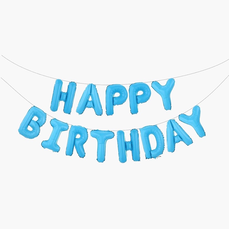 Воздушный шар надпись Happy birthday голубой