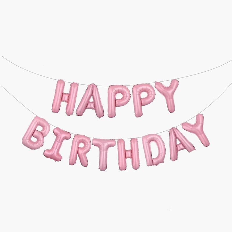 Воздушный шар надпись Happy birthday розовый
