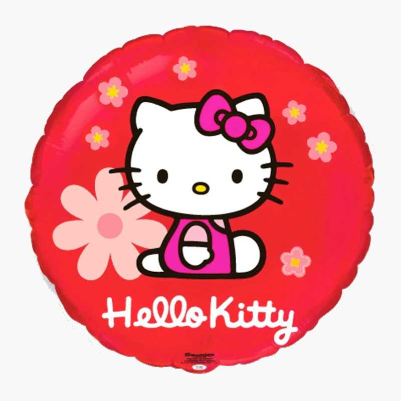 Воздушный шар круг Hello Kitty цветы