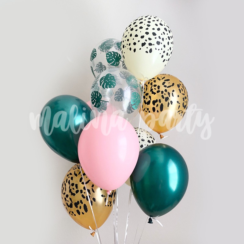 Букет воздушных шаров с гелием Принты животные и листья
