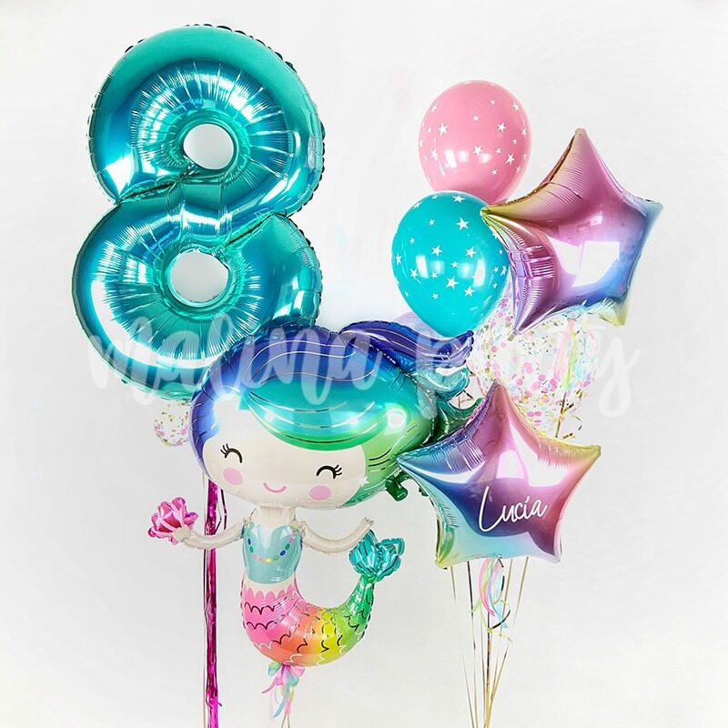 Букет воздушных шаров русалочка и цифра не день рождения