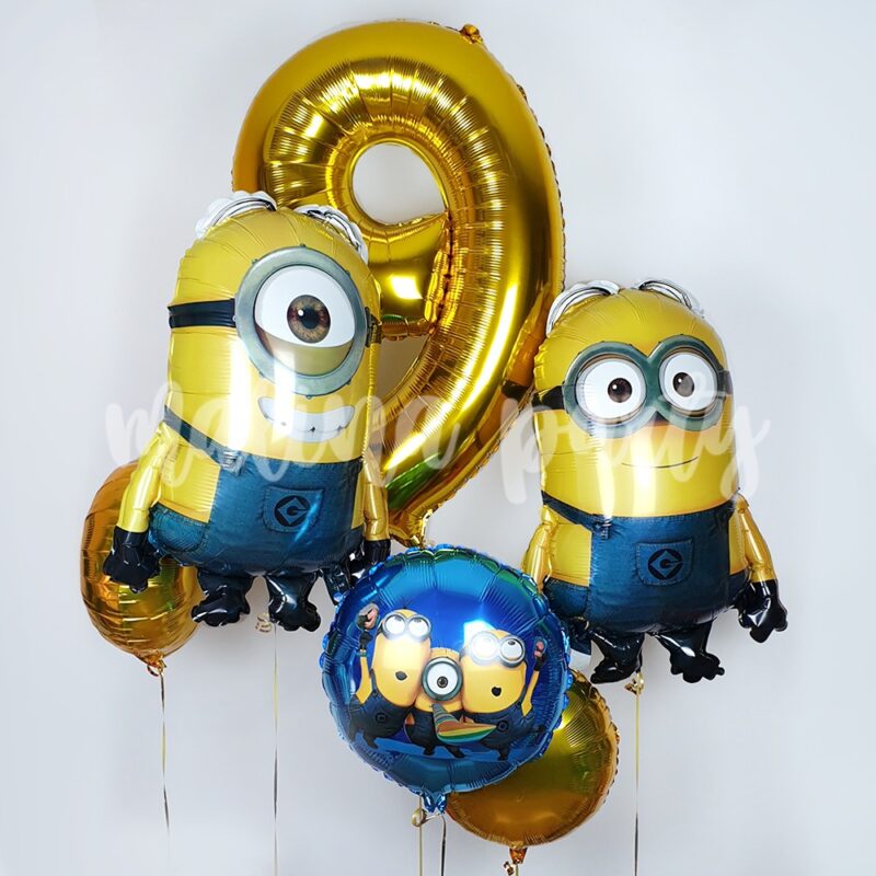 Набор воздушных шаров Миньоны и цифра на день рождения