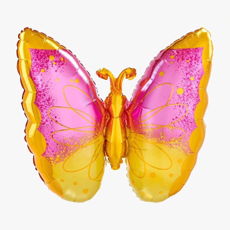 Воздушный шар Бабочка розово-золотая