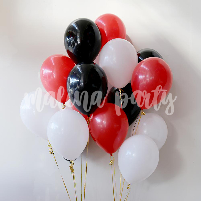 Букет воздушных шаров с гелием черный, белый и красный