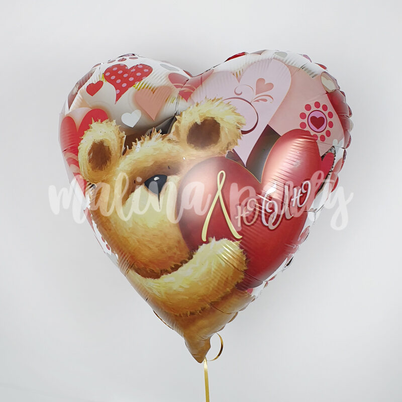 Воздушный шар сердце Мишка люблю