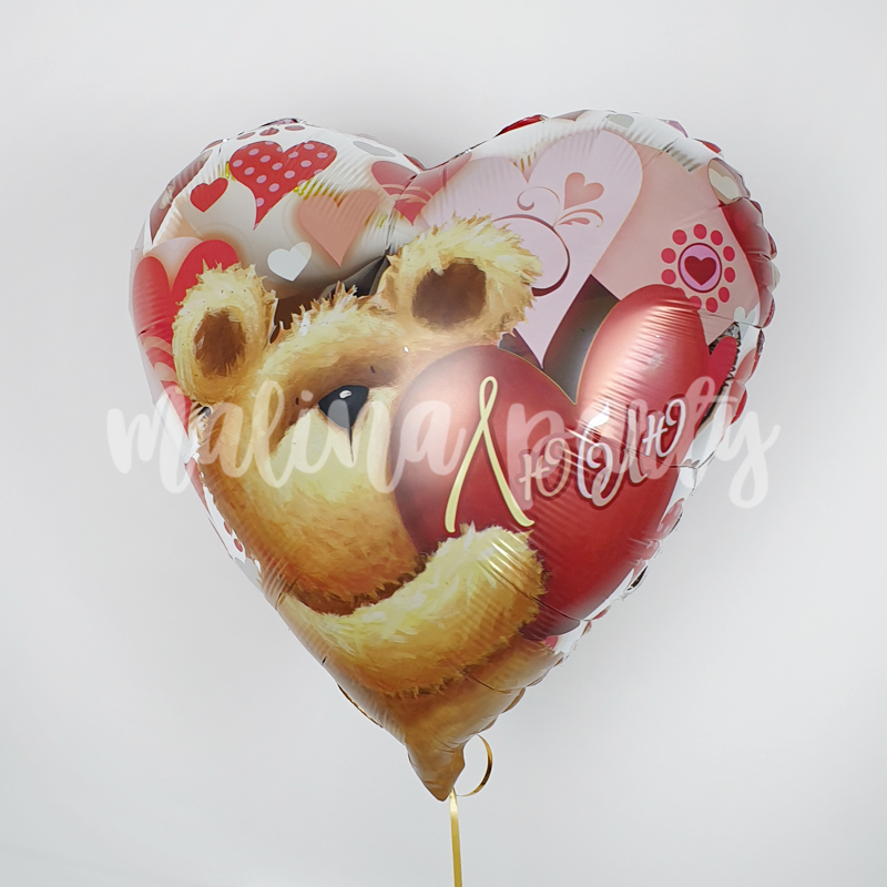 Воздушный шар гелиевый 60 см с конфетти сердечки