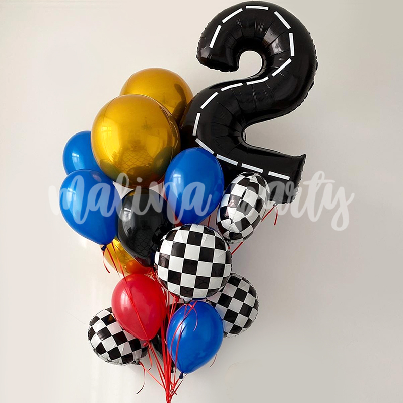 Букет воздушных шаров с цифрой Трасса на день рождения