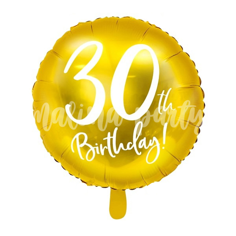 Воздушный шар круг золото 30 лет на день рождения