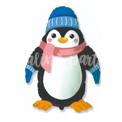 Воздушный шар Пингвин в шарфе и шапочке с помпоном