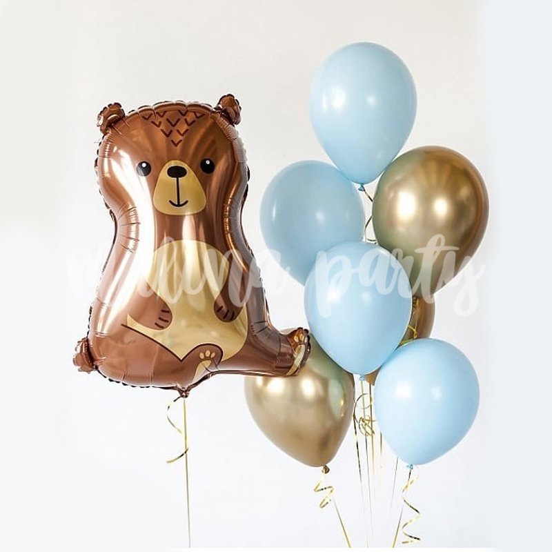 Букет воздушных шаров с гелием Кошечка и звезды на день рождения