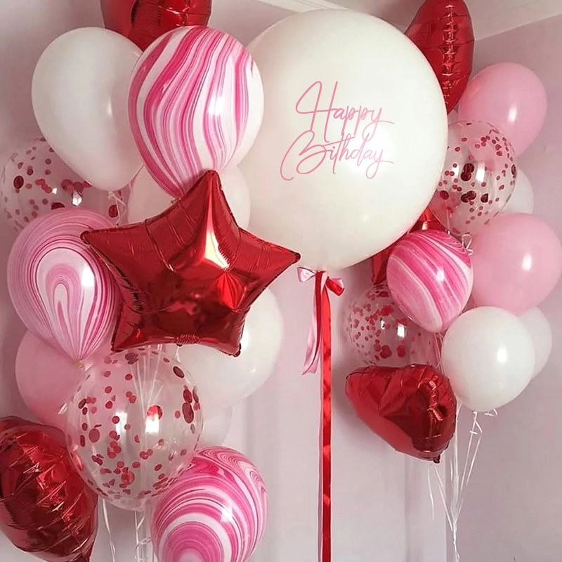 Набор воздушных шаров Розовые агаты и большой белый шар