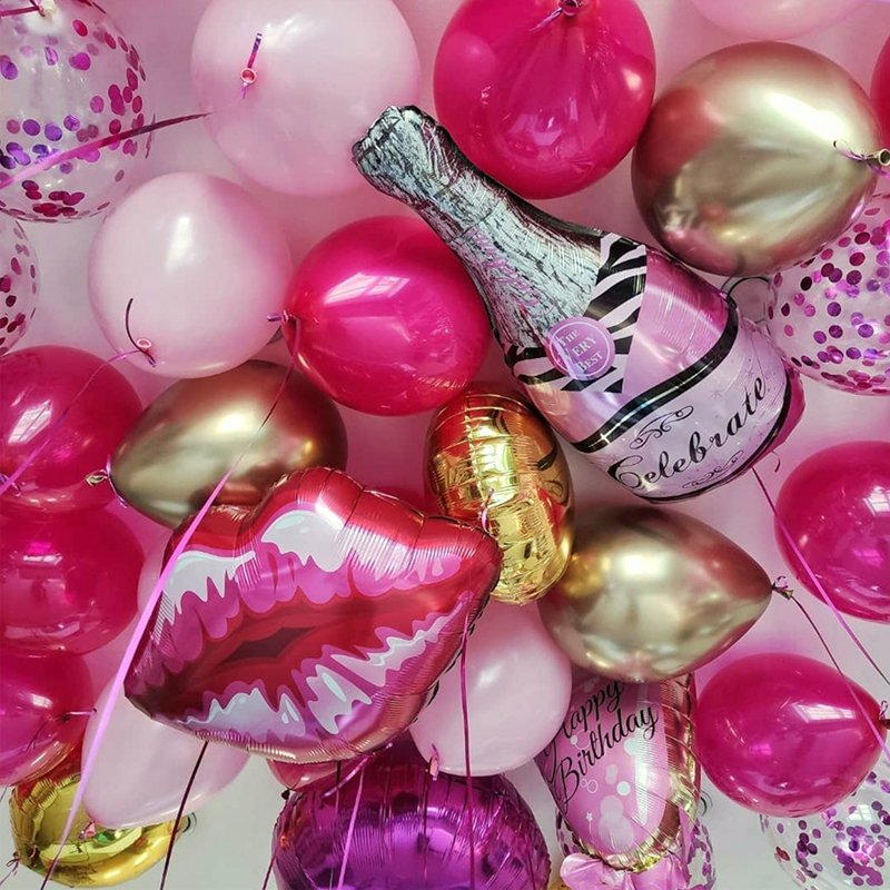 Шары под потолок Розовое шампанские и губы