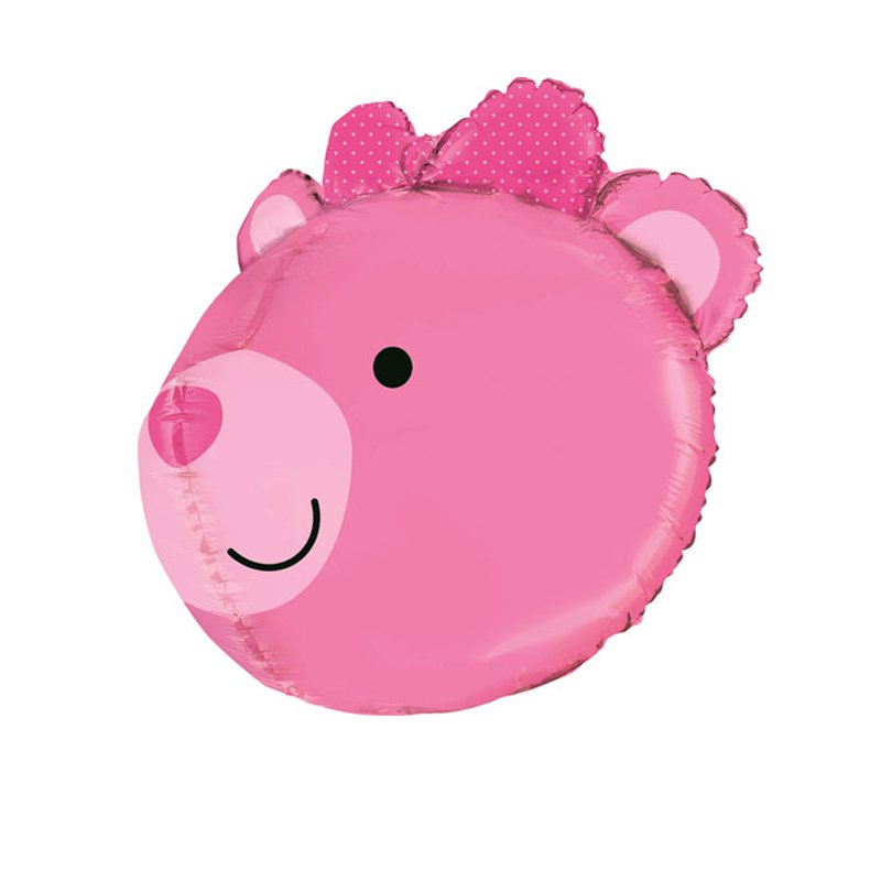 Воздушный шар Мишка голова 3д розовый
