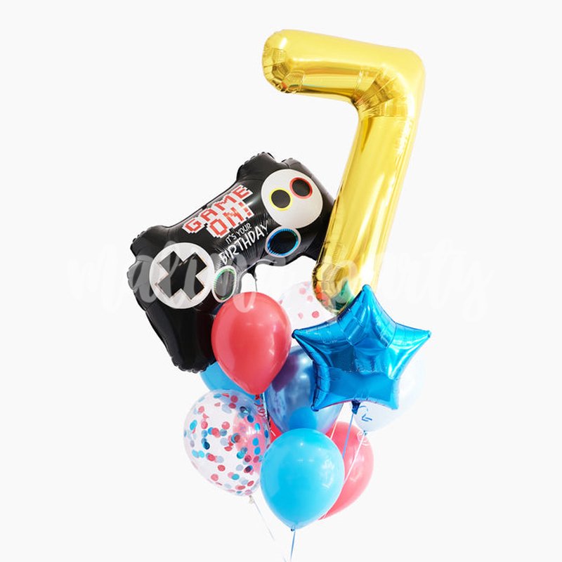 Букет воздушных шаров Джойстик и цифра на день рождения