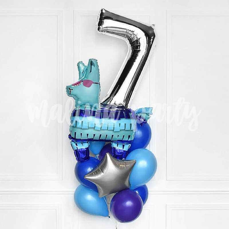 Букет воздушных шаров с гелием Фортнайт с цифрой на день рождения