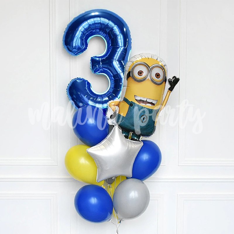 Букет воздушных шаров с гелием Миньон и цифра на день рождения