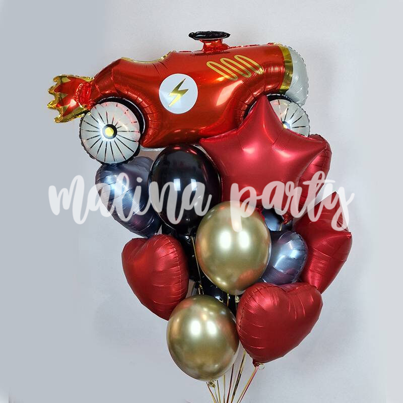 Набор воздушных шаров Кошка и радужная цифра на день рождения