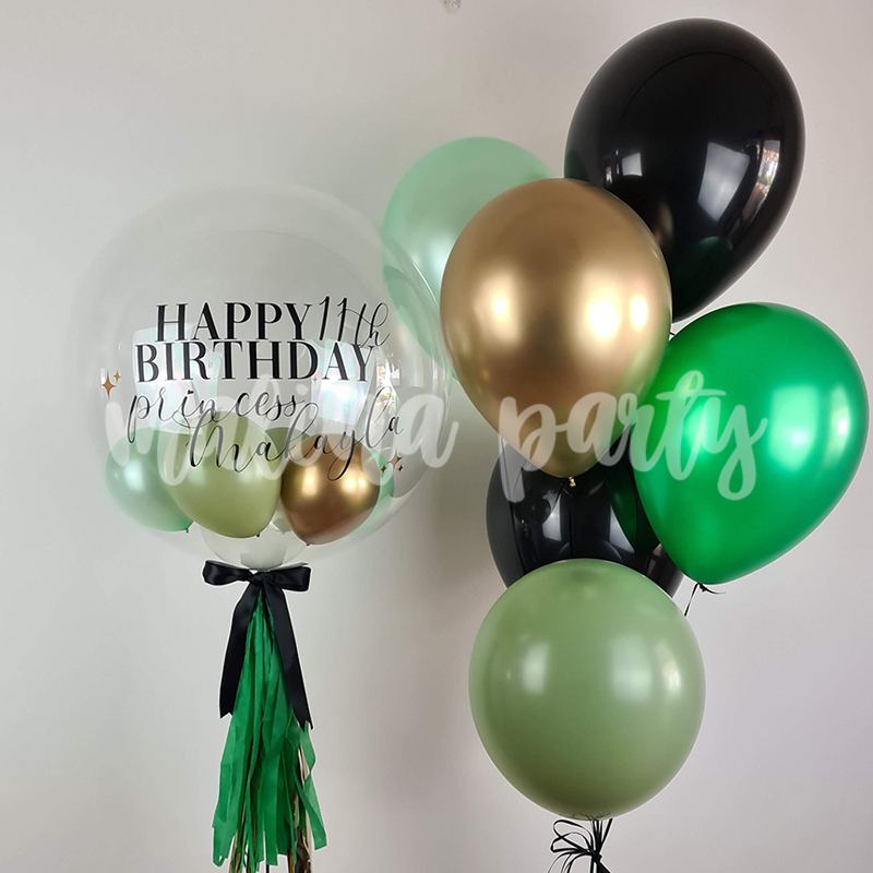 Набор шаров с бабл зеленый и черный