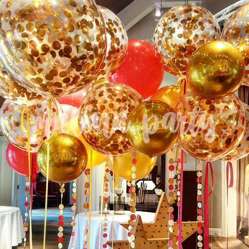 Набор из 20-ти воздушных шаров гигантов Золотое конфетти и сферы