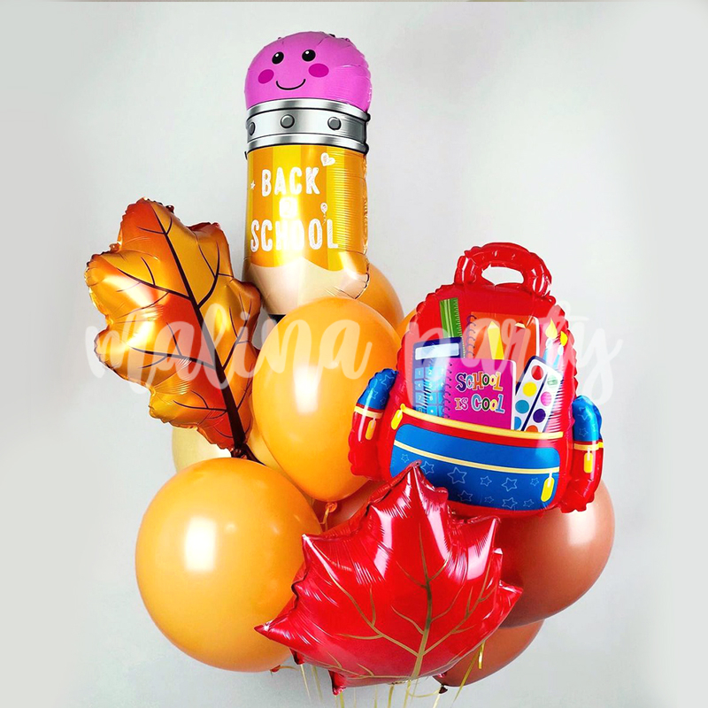 Букет воздушных шаров с гелием на 1 сентября с рюкзаком