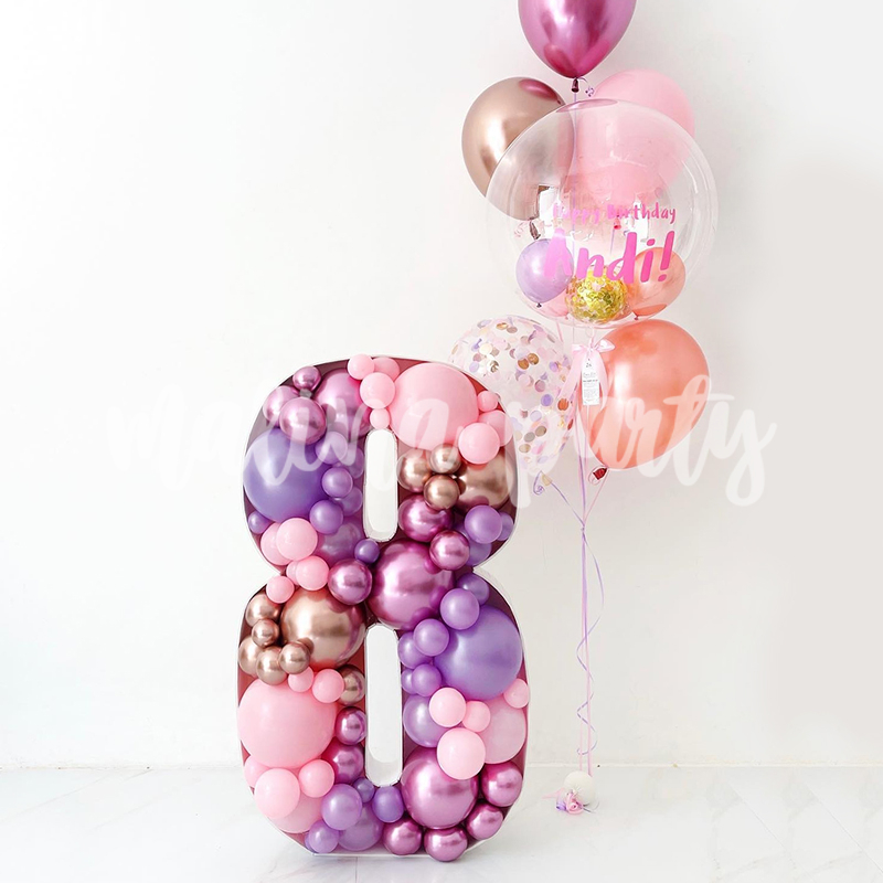 Букет воздушных шаров с гелием розовый и белый перламутр