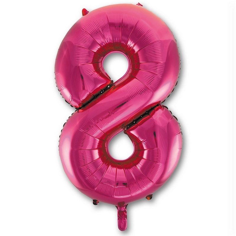 Воздушный шар цифра 2 розовый с сердечками