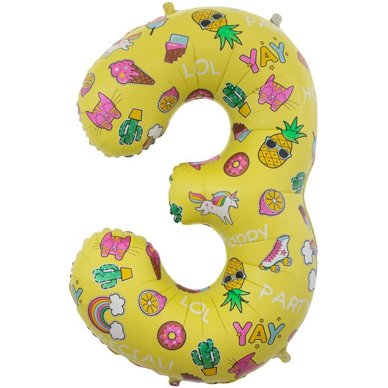 Воздушный шар цифра 7 желтая Тропическая вечеринка