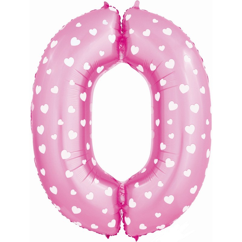 Воздушный шар цифра 6 розовый с сердечками