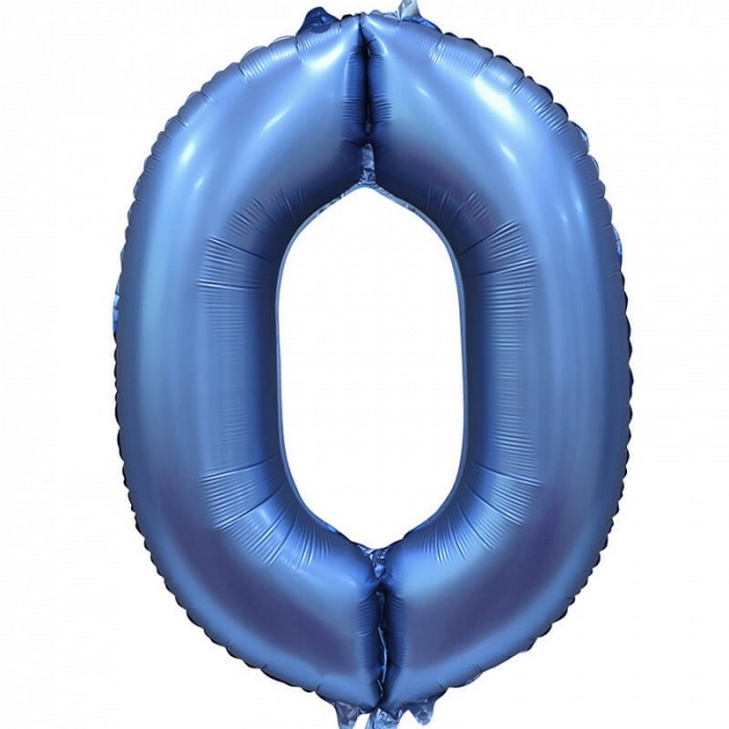 Воздушный шар цифра 1 синий сатин
