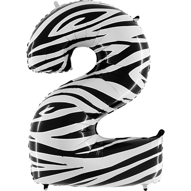Воздушный шар цифра 5 с рисунком зебра