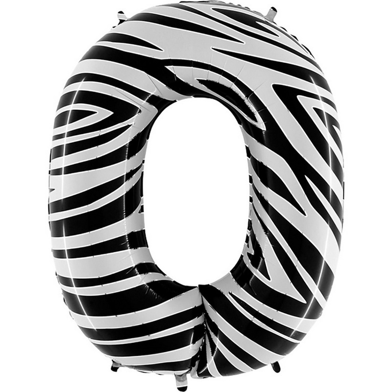 Воздушный шар цифра 0 с рисунком зебра