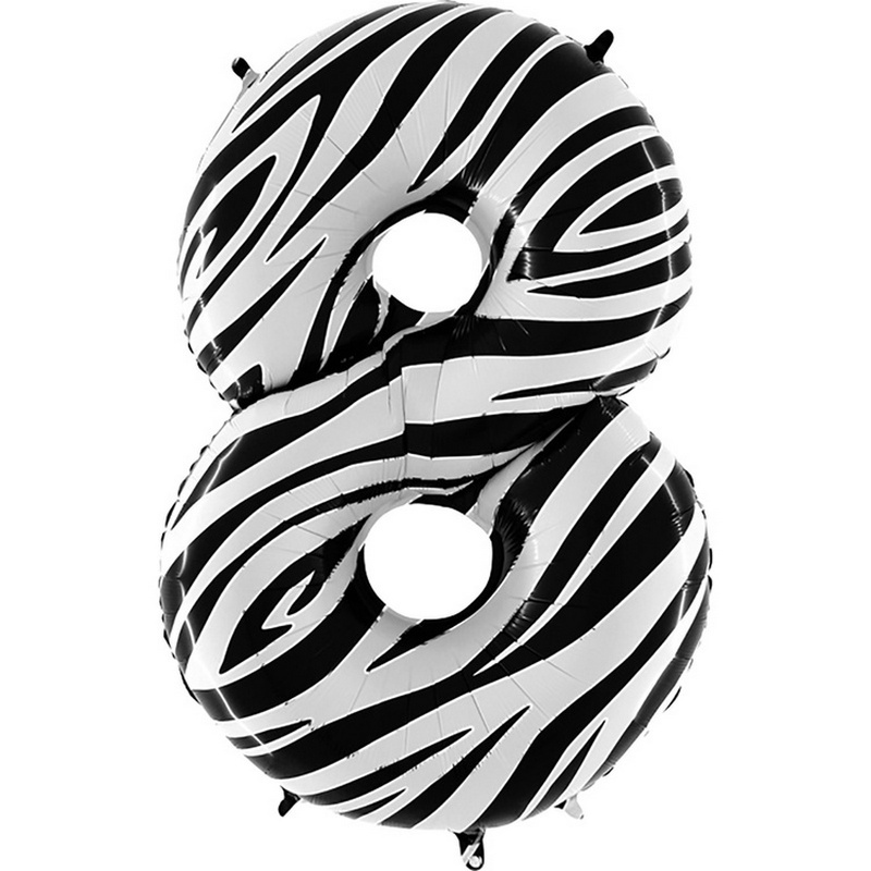 Воздушный шар цифра 3 с рисунком зебра