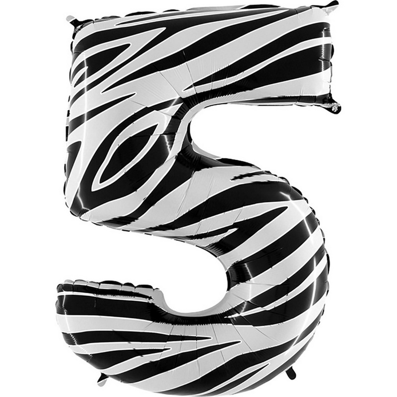 Воздушный шар цифра 4 с рисунком зебра